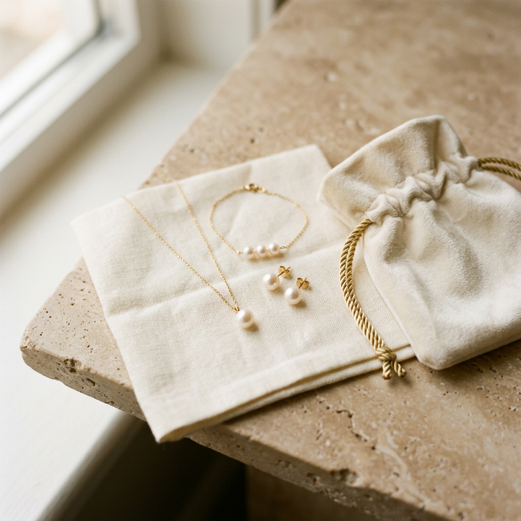 Pearl jewellery still life