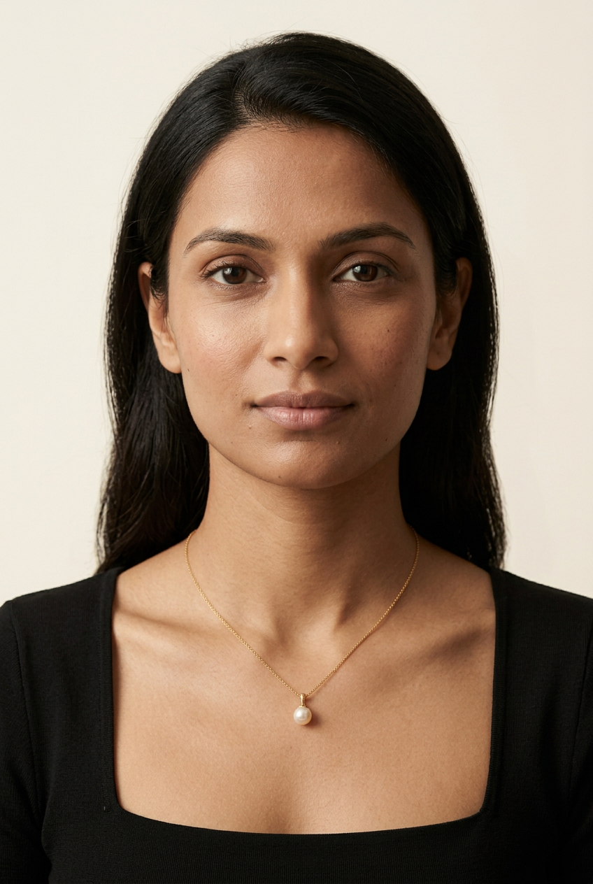 Roselle necklace styled on a model